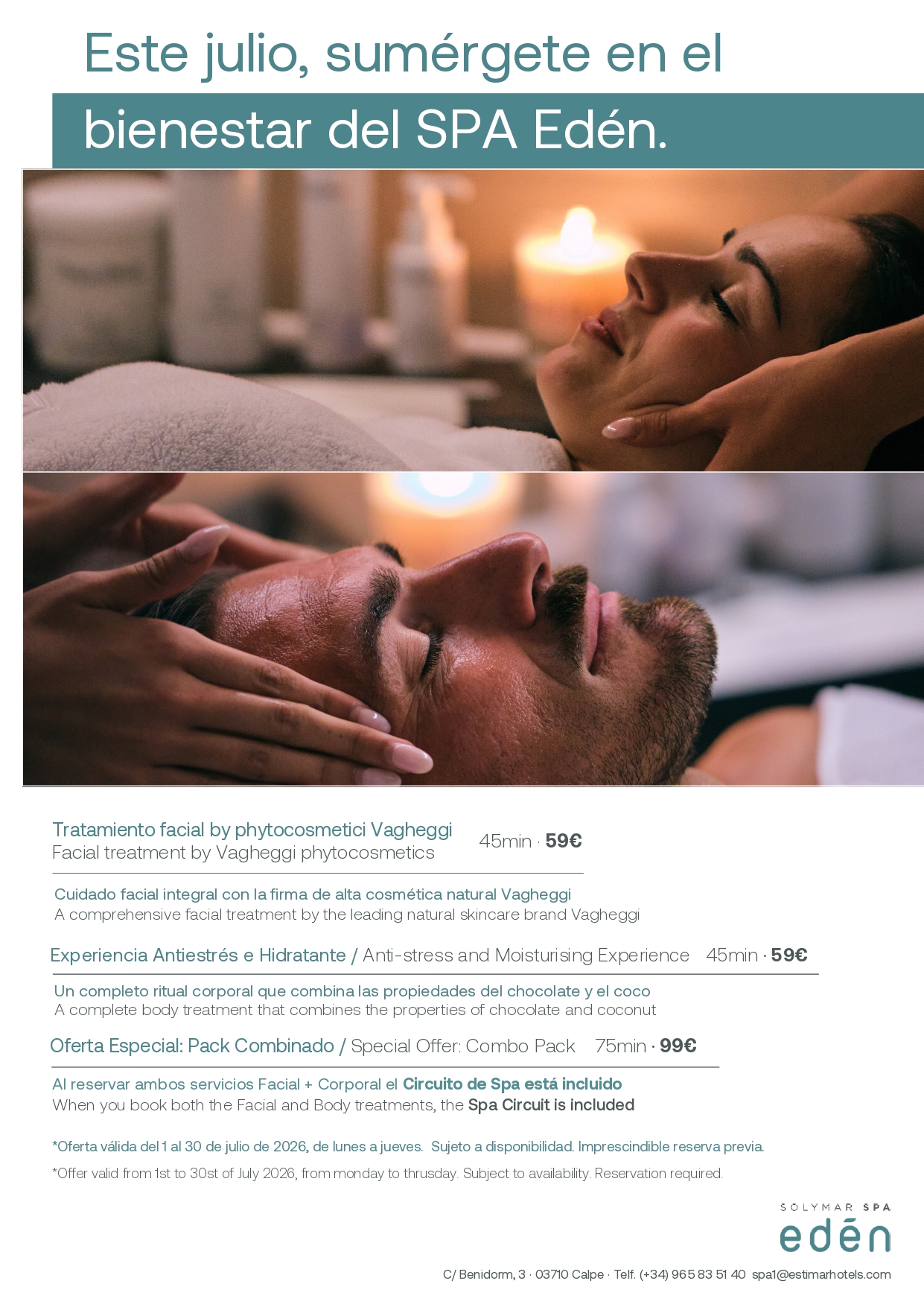 Pack Combinado Facial + Corporal  + Circuito Spa